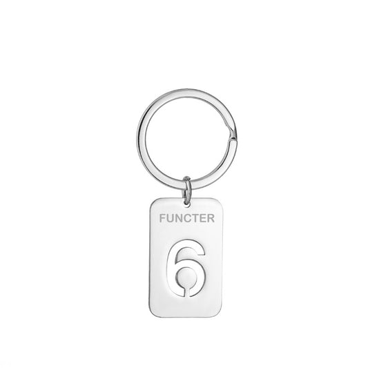 Number 6 Rectangular Tag Keychain 32 x 20 mm