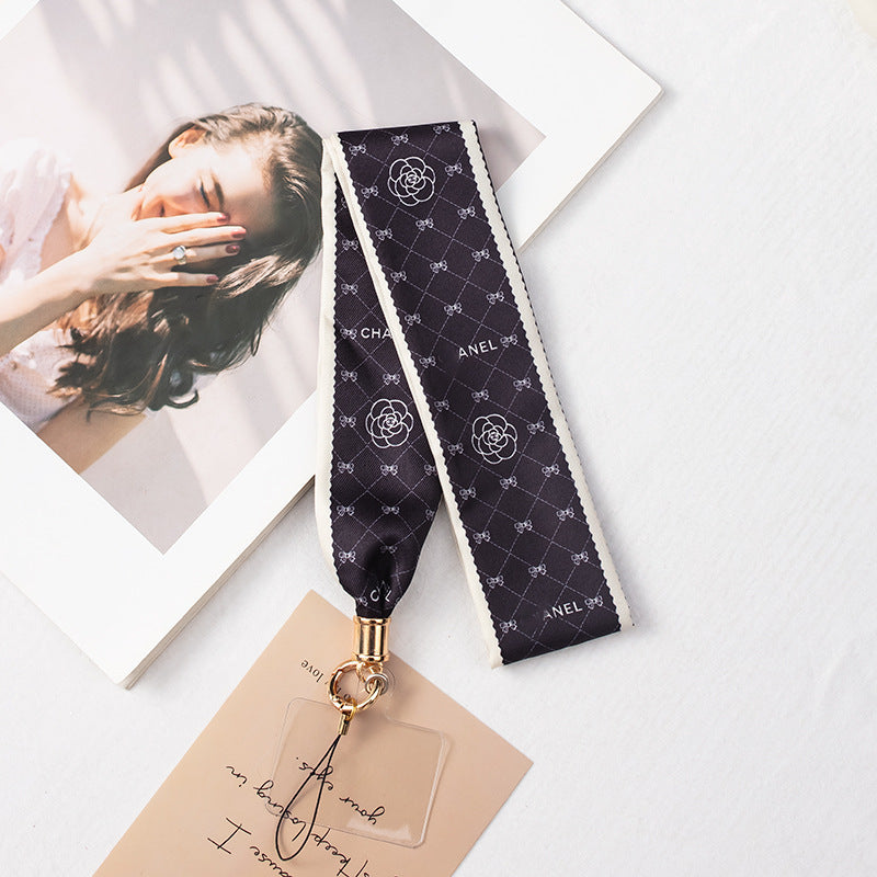 2" Full Custom Black Satin Phone Lanyard Badge Lanyard Neck Strap w/Lanyard Pad Compatible #9
