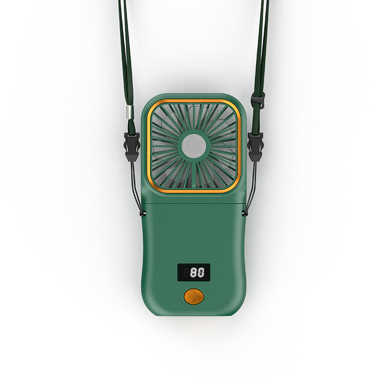 Rechargeable Mini Fan Foldable Fan Hanging Neck Fan With Battery Display With Lanyard