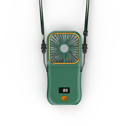 Rechargeable Mini Fan Foldable Fan Hanging Neck Fan With Battery Display With Lanyard