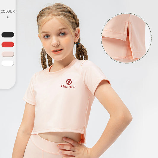 Youth Girls Athletic Short Sleeve Quick Dry Running Sports T-shirt Short Length
