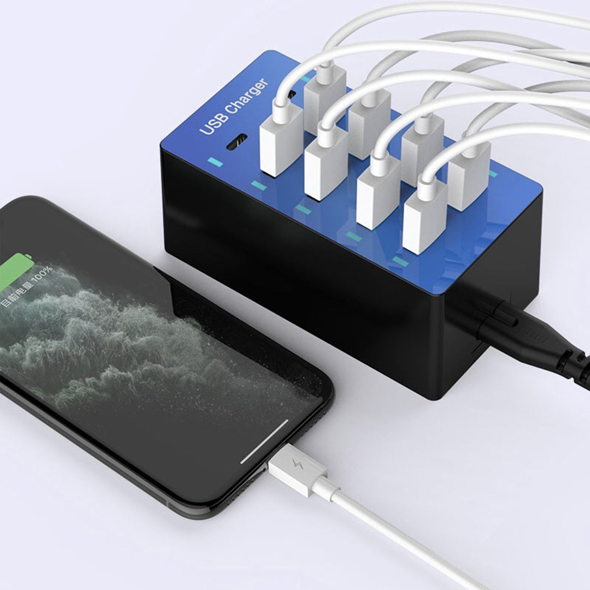 10 Port High Speed Charger 2 Type-C 8 USB