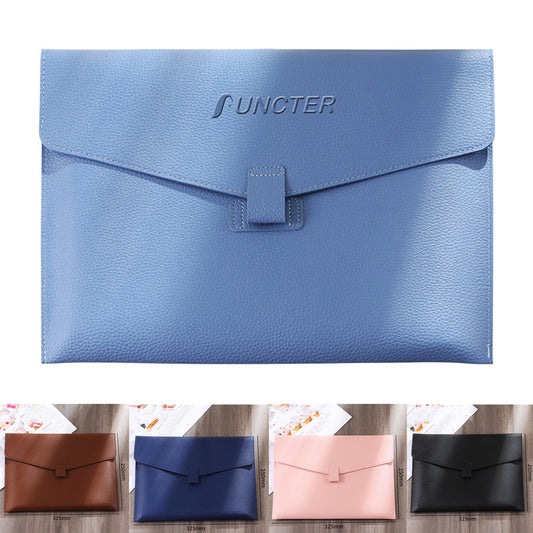 PU Leather A4 File Folder Document Holder Envelope Folder Case W/Snap Closure ( Lichee Pattern )