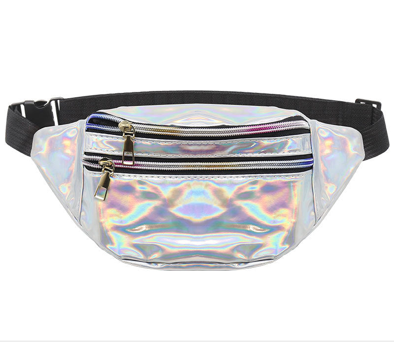Waterproof Holographic Fanny Pack Shiny Waist Pack Luminous Waist Bag