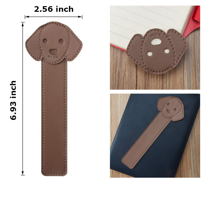 PU Leather Dog Bookmark Classic Stitched Bookmark Page Markers Reading Gifts