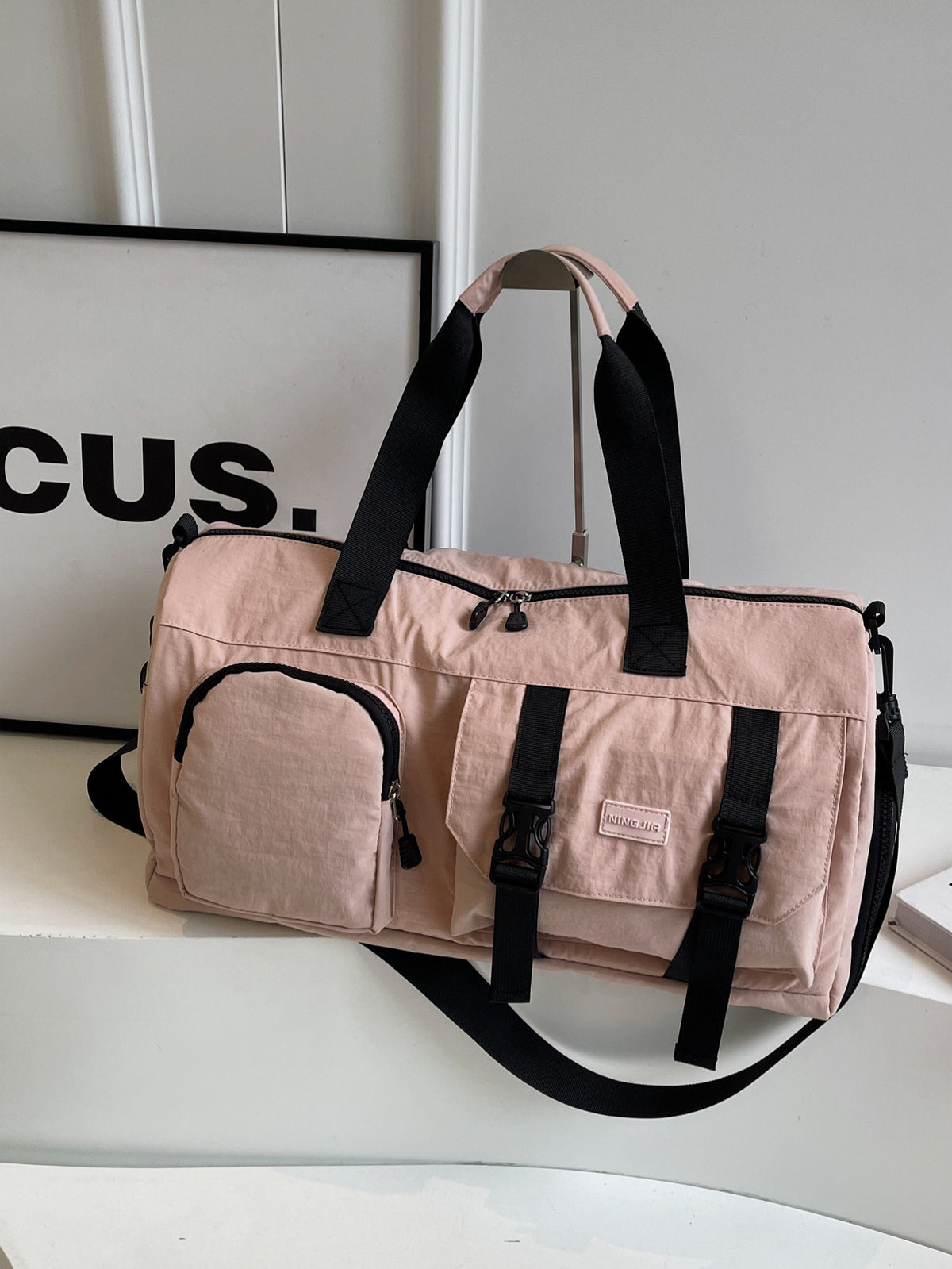 Travel Duffel Bag Sport Gym Bag Polyester Tote Bag Swimming Bag with Shoe Pouch&Wet Pocket
