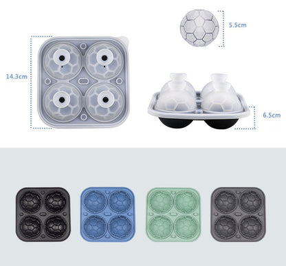 Sports Ball Soccer Shaped Silicone Ice Ball Mold W/ Ice Cube Tray