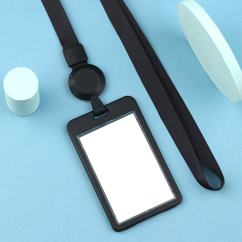 Plastic Vertical Badge Holder With Retractable Lanyard