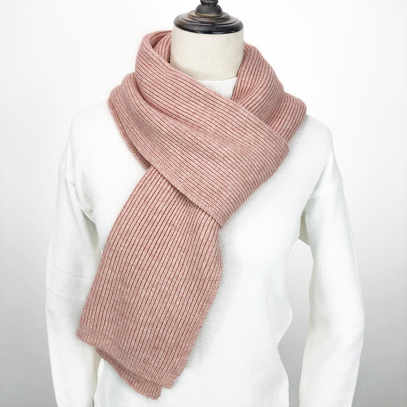 Unisex Long Knitted Plain Scarf - Warm Autumn And Winter Scarf - Tightly-Knitted Core Spun Yarn Scar