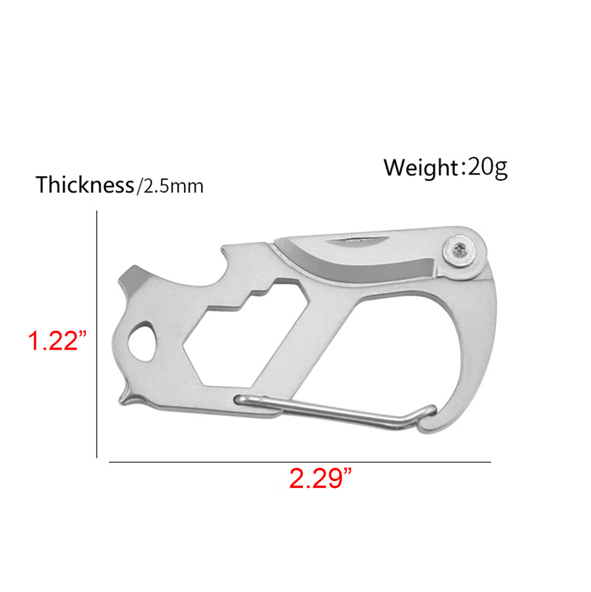 Stainless Steel Carabiner Snap hook Wire Gate Multi Tool