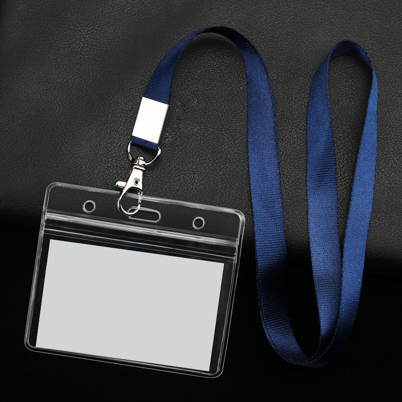 PVC Badge Holder Transparent Badge Holder Horizontal ID Holder Employee Card Holder With Lanyard