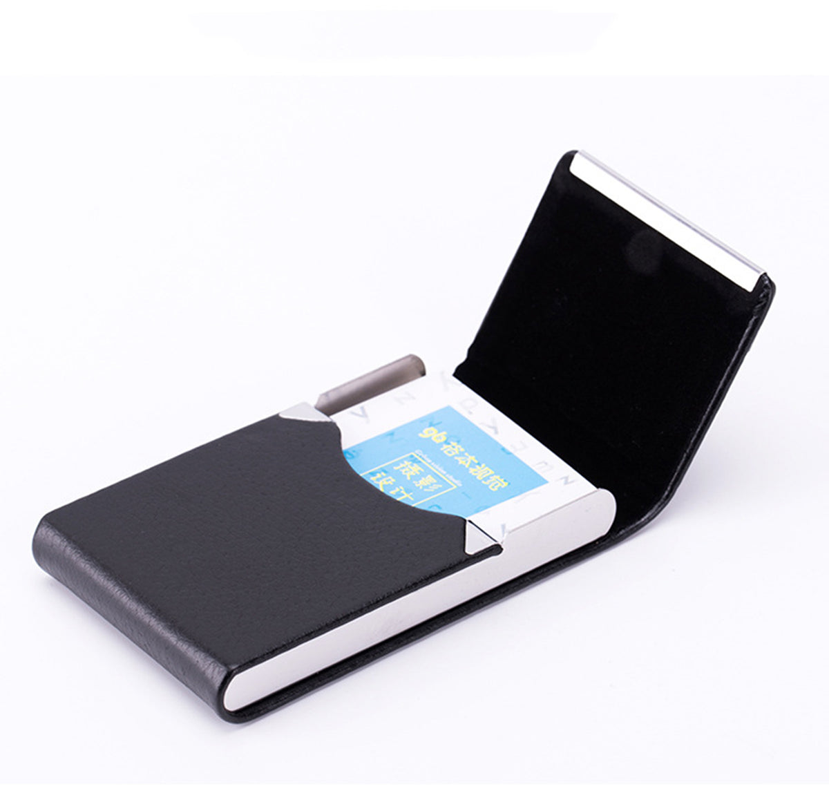 Stainless Steel Business Card Holder W/PU Leather