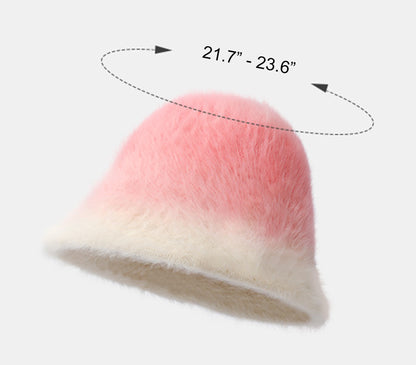 Winter Faux Fur Warmer Fisherman Cap Fluffy Wide Brim Bucket Hats