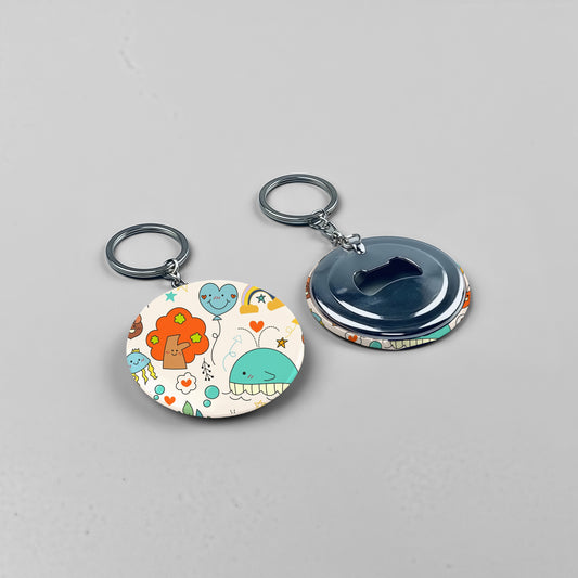 Full Color Round Pin Opener Keychain