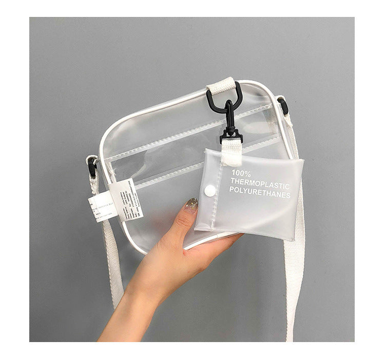PVC Crossbody Bag Transparent Single Shoulder Bag W/One Separate Pouch