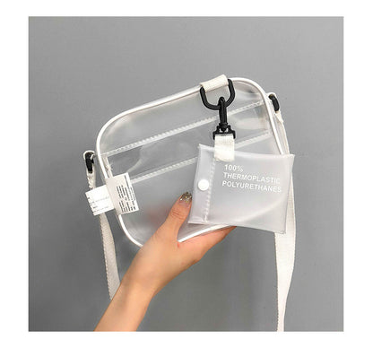 PVC Crossbody Bag Transparent Single Shoulder Bag W/One Separate Pouch