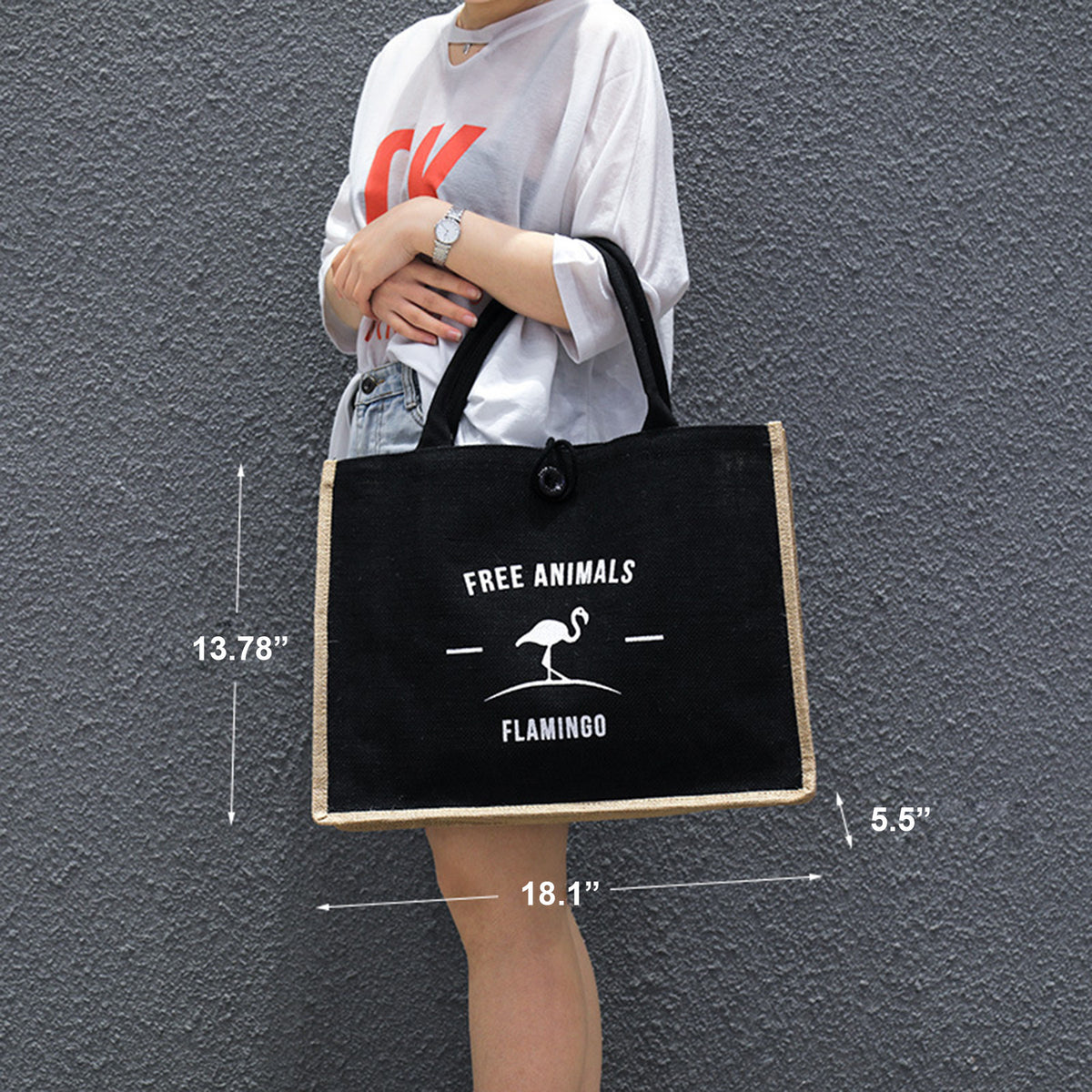 Burlap Tote Bags W/ A Button