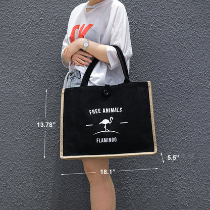 Burlap Tote Bags W/ A Button