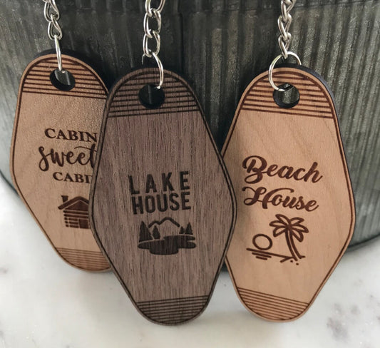 Wood Motel Keychain