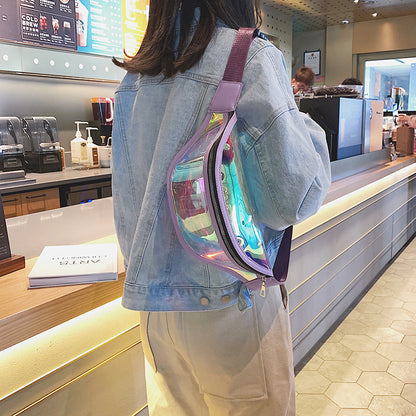 PVC Water Resistant Shiny Waist Bag Laser Waist Bum Bag W/Adjustable Belt