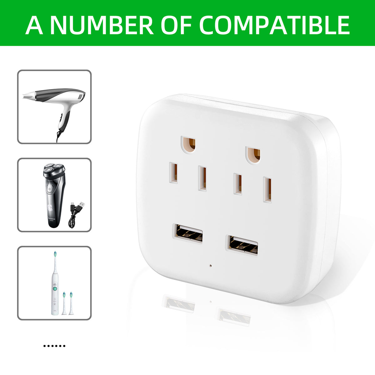 4" 1 Multi Wall Outlet Splitter Travel Adapter
