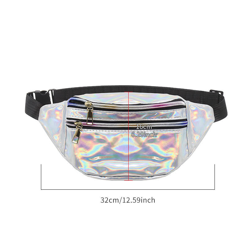 Waterproof Holographic Fanny Pack Shiny Waist Pack Luminous Waist Bag