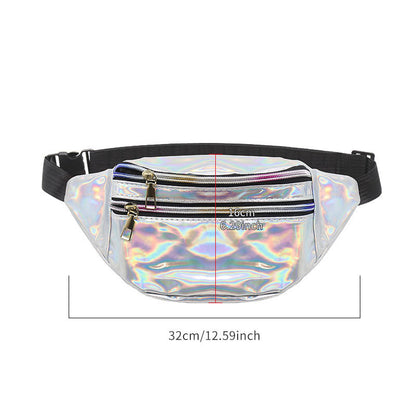 Waterproof Holographic Fanny Pack Shiny Waist Pack Luminous Waist Bag