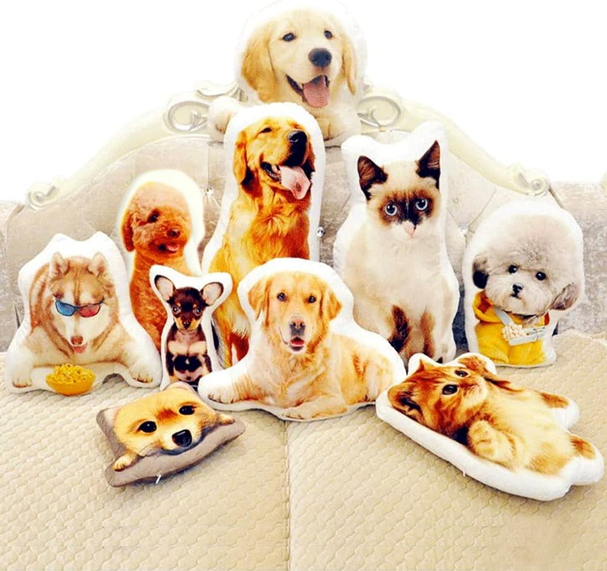 15'' to 20" Custom Pet Dog Pillow with Photo Personalized Photo Shaped Dog Cat Face Pillow