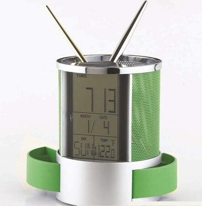 Creative Pen Holder Digital Thermometer Clock