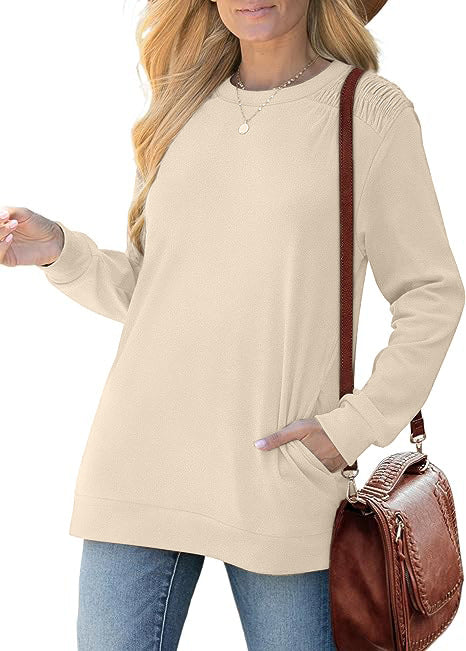 Women's Basic Casual Tee Crewneck Long Sleeve Plain Shirt