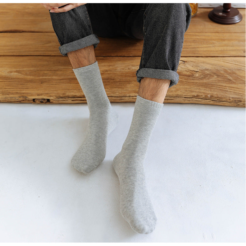 Men Casual Cotton Socks Mid-calf Length Socks For Adult Stretch Crew Socks Thick Warm Sock
