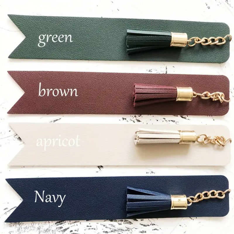 PU Leather Bookmark Classic Stitched Bookmark Page Markers Reading Gifts W/ Tassels
