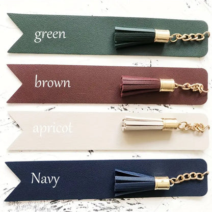 PU Leather Bookmark Classic Stitched Bookmark Page Markers Reading Gifts W/ Tassels