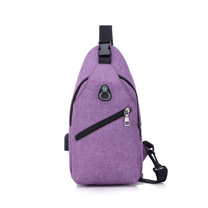 Men's Oxford Sling Bag Chest Shoulder Backpack Crossbody Bag W/USB Charging Port
