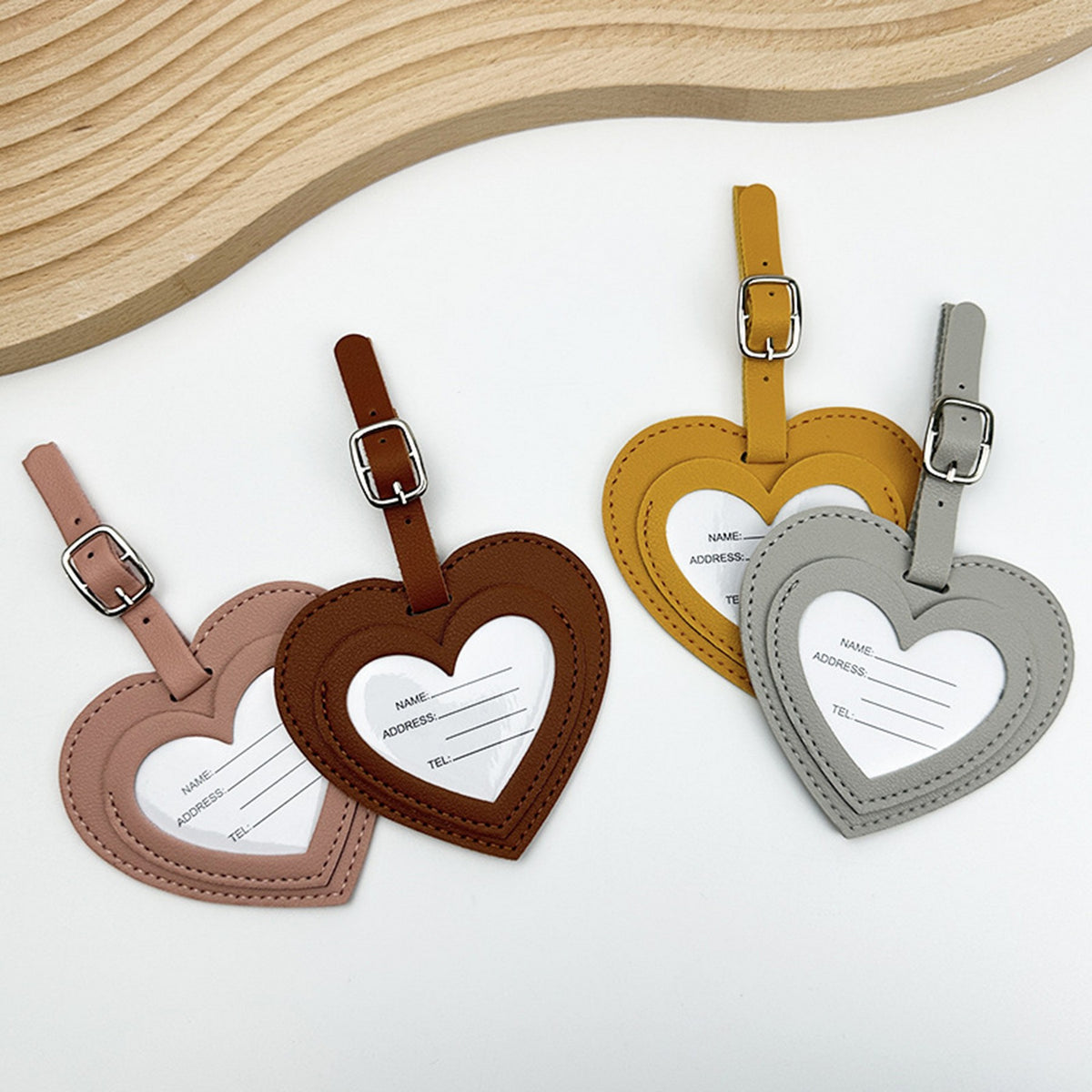 PU Leather Heart Shape Luggage Tag Suitcase Tag