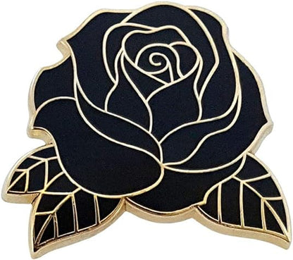 Custom Black Rose Shaped Cute Enamel Lapel Pins Brooch Pin Badge W/Butterfly Clutch Tie Tack