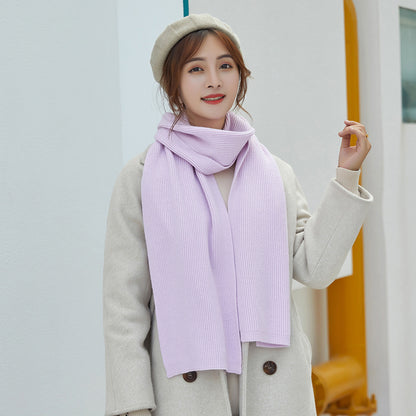 Unisex Long Knitted Plain Scarf - Warm Autumn And Winter Scarf - Tightly-Knitted Core Spun Yarn Scar