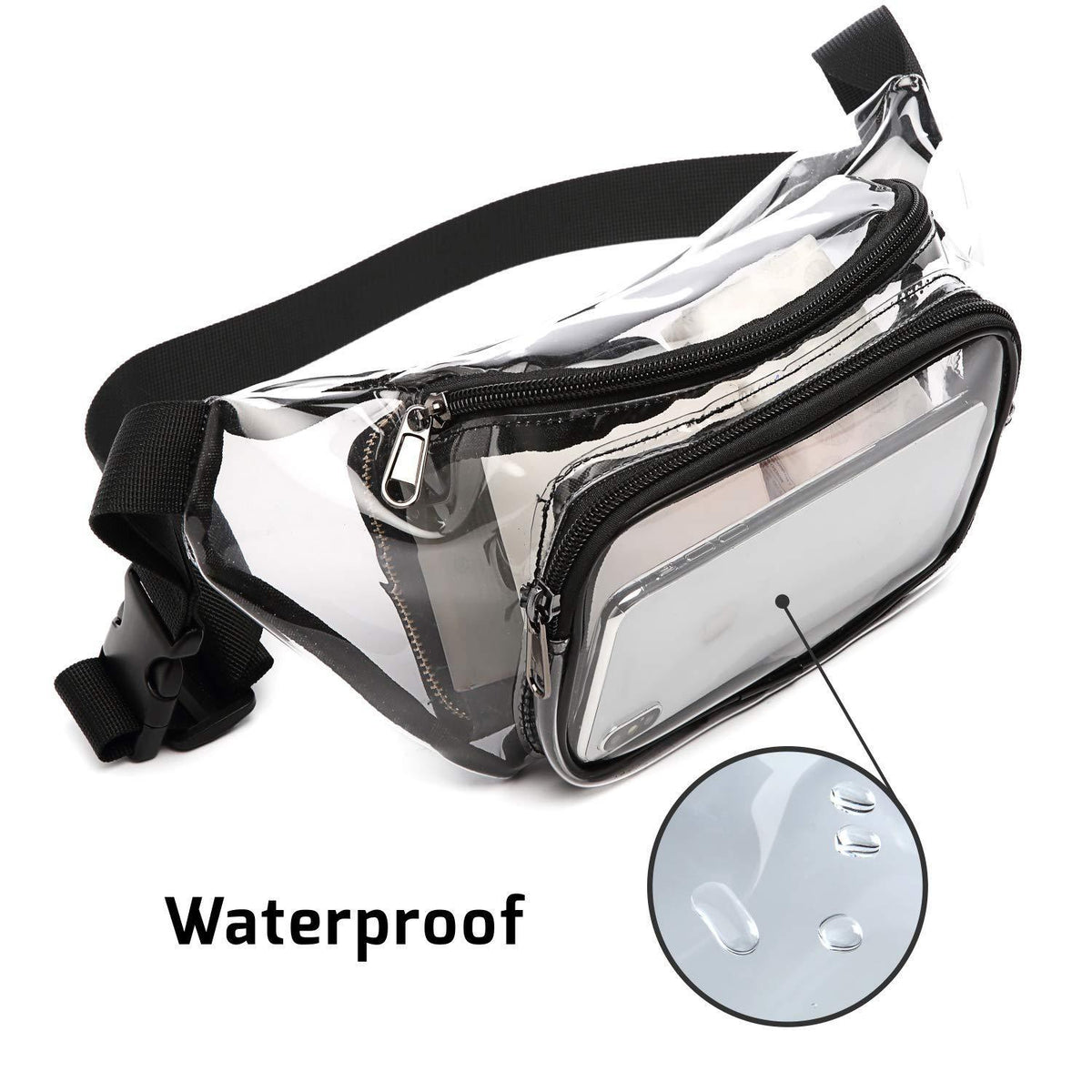 Transparent PVC Fanny Pack W/Two Zipper Pockets