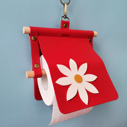 Picnic Paper Towel Holder Wood and Leather Toilet Paper Holder Hanging Toilet Paper Holder