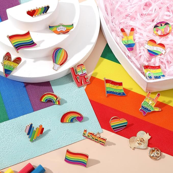 Rainbow Pride Cute Enamel Lapel Pins Heart Flag Brooch Pin Badge for Clothes Bags Hats Accessories