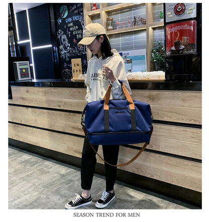 Travel Duffel Bag Oxford Tote Bag Sport Gym Bag Swimming Bag with Shoe Pouch&Wet Pocket