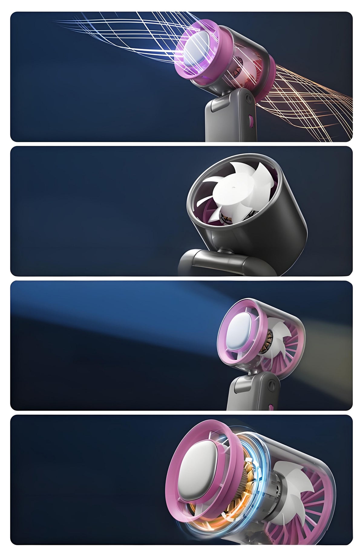Handheld Fan Freezy Personal Fan Refrigeration Fan W/ 1-100 Stepless Adjusting & Battery Status
