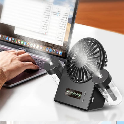 2-in-1 Dual Mist Desktop Fan & Humidifier Portable Digital Display Hydrating Misting Fan