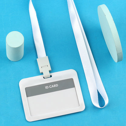 Plastic Horizontal Badge Holder ID Card Holder With Lanyard
