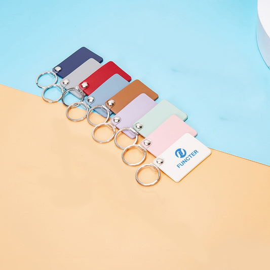 Rectangle PU Leather Keychain for Car Home Key Ring Strap Holder Lanyard Universal Key Fob Keychain