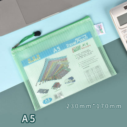 A5 Size Mesh Zipper Pouch Document Holder Bag File Document Pouch For School Office