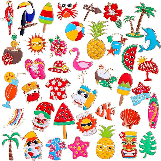 Custom Summer Cute Enamel Lapel Pins Badge Hawaiian Brooch Pins Beach Backpack Pins Festival Gifts