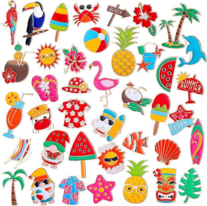 Custom Summer Cute Enamel Lapel Pins Badge Hawaiian Brooch Pins Beach Backpack Pins Festival Gifts