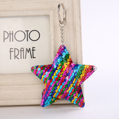 Star Shaped Reversible Sequins Keychain
