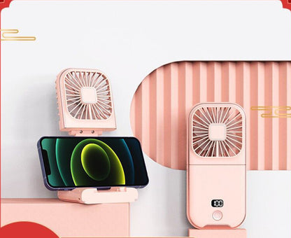 Mini Handheld Fan With Lanyard Power Bank Rechargeable Portable Fan Phone Holder